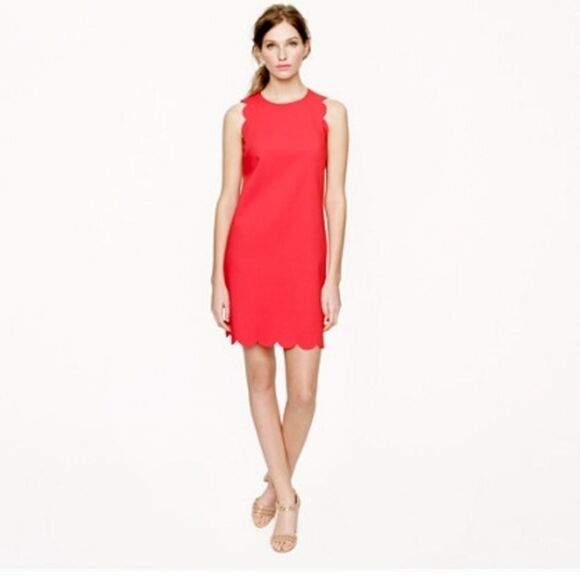 J. Crew Coral Scalloped Dress size 10 - Picture 5 of 11